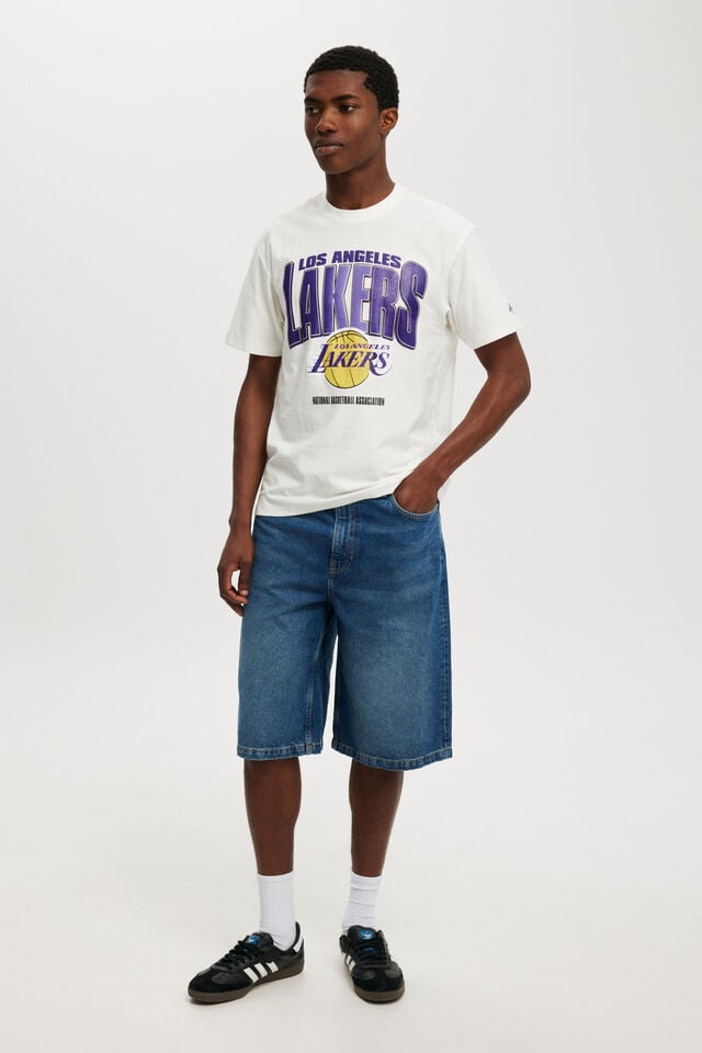 NBA LA Lakers Loose Fit T-Shirt, LCN NBA VINTAGE WHITE/LAKERS - FADE