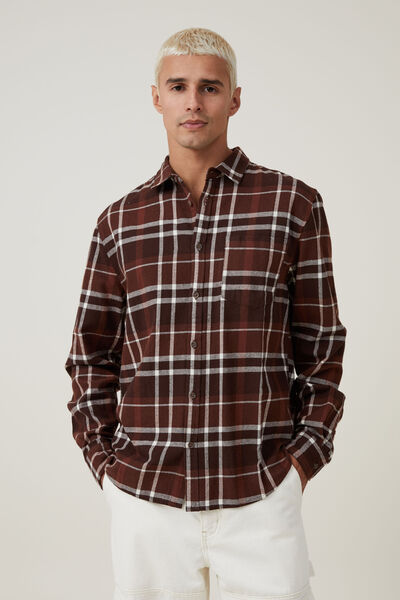Camisas - Camden Long Sleeve Shirt, BROWN WINDOW CHECK