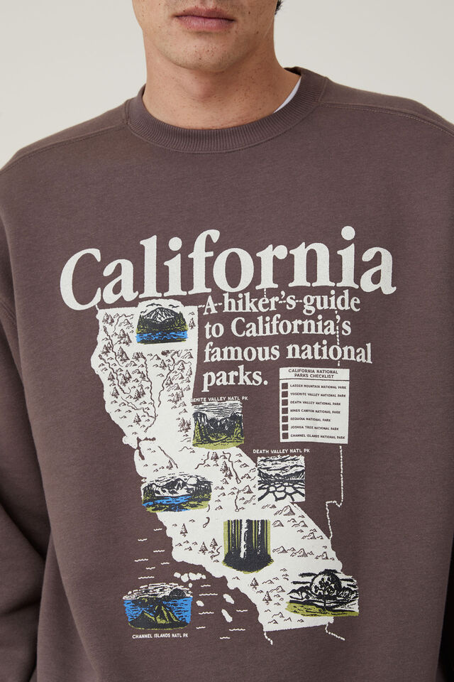 Oversized Graphic Sweater, WASHED CHOCOLATE/ CALIFORNIA