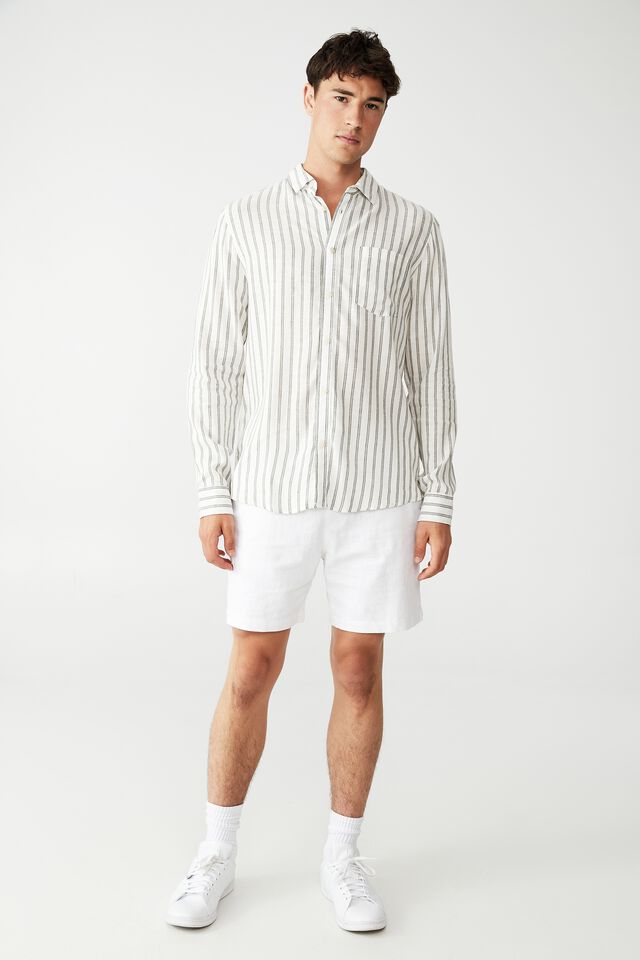 Ashby Long Sleeve Shirt, NATURAL MICRO STRIPE