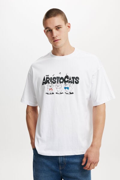 Box Fit Pop Culture T-Shirt, LCN DIS WHITE/3 CATS