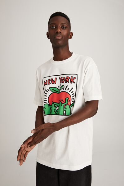 Keith Haring T-Shirt, LCN KEI VINTAGE WHITE/NEW YORK BIG APPLE