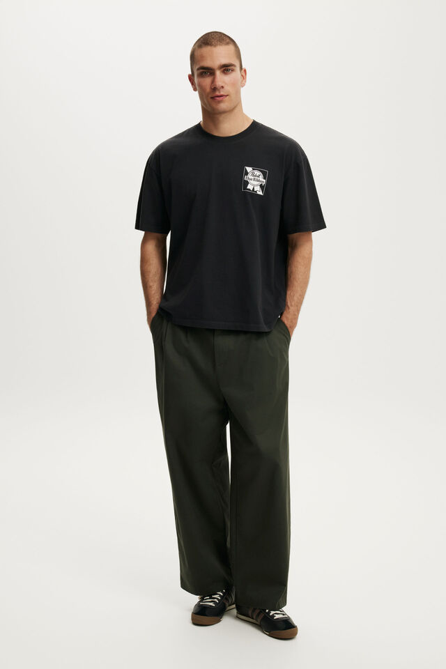 Everyday Fit License Beer T-Shirt, LCN PAB WASHED BLACK / PABST - BLUE RIBBON