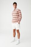 Rugby Long Sleeve Polo, PLUM DOUBLE STRIPE