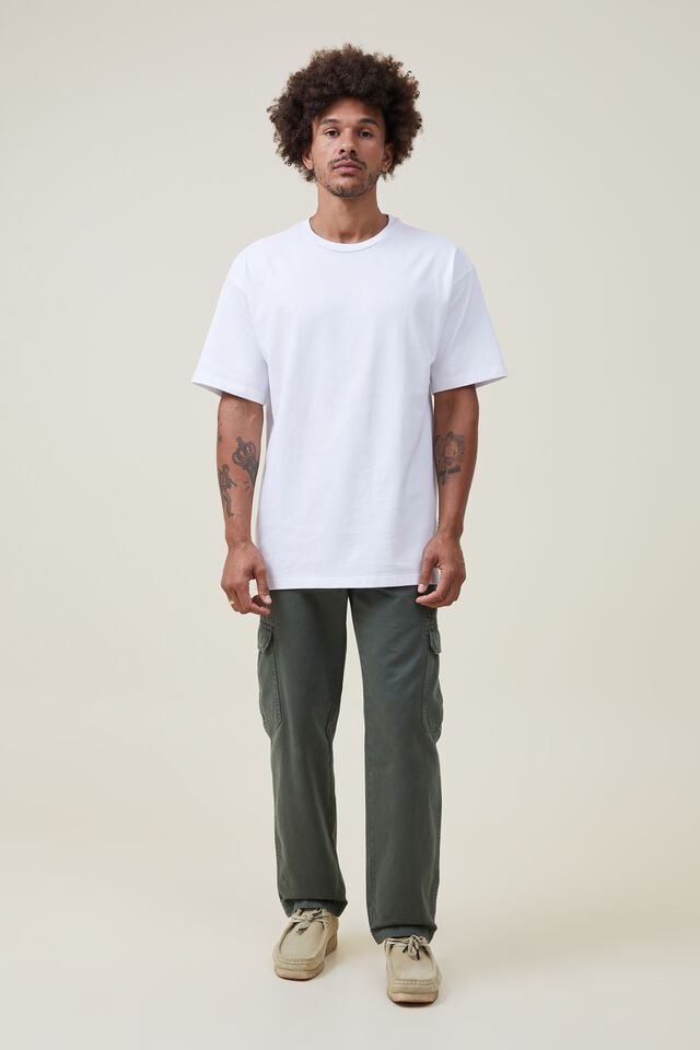 Box Fit Plain T-Shirt, WHITE