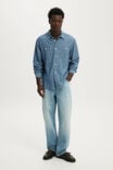 Denim Long Sleeve Worker Shirt, LIGHT BLUE CHAMBRAY - example image 2