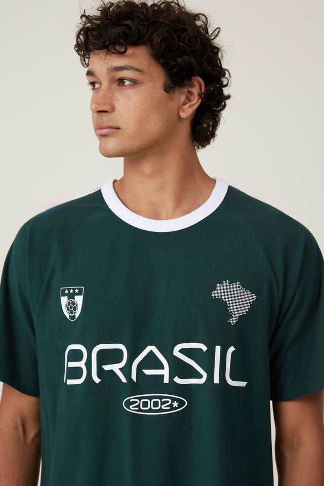 Football T-Shirt, PINENEEDLE GREEN/WHITE/BRAZIL
