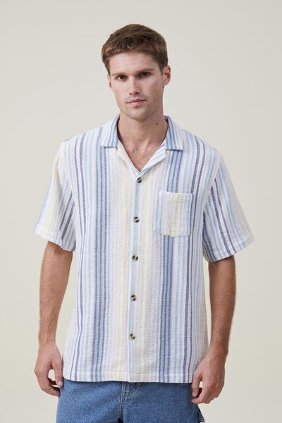 Palma Short Sleeve Shirt, BLUE BUSY STRIPE