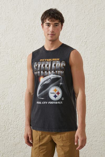 Active Nfl Muscle Tee, LCN NFL WASHED BLACK / STEELERS FOOTBALL