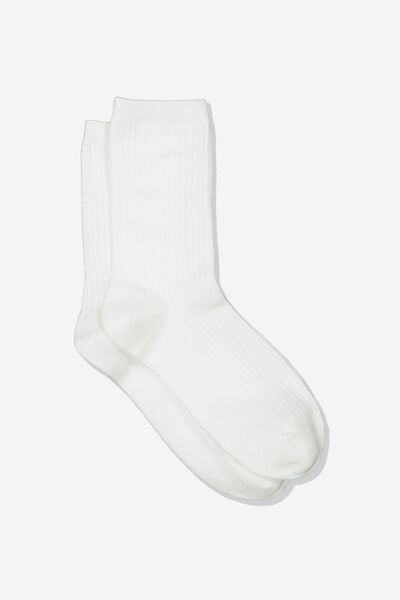 Everyday Rib Sock, WHITE