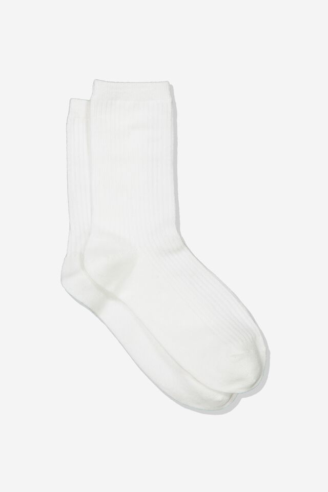 Everyday Rib Sock, WHITE