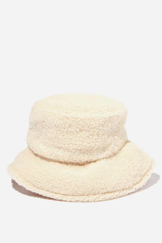 Bianca Textured Bucket Hat, ECRU SHERPA
