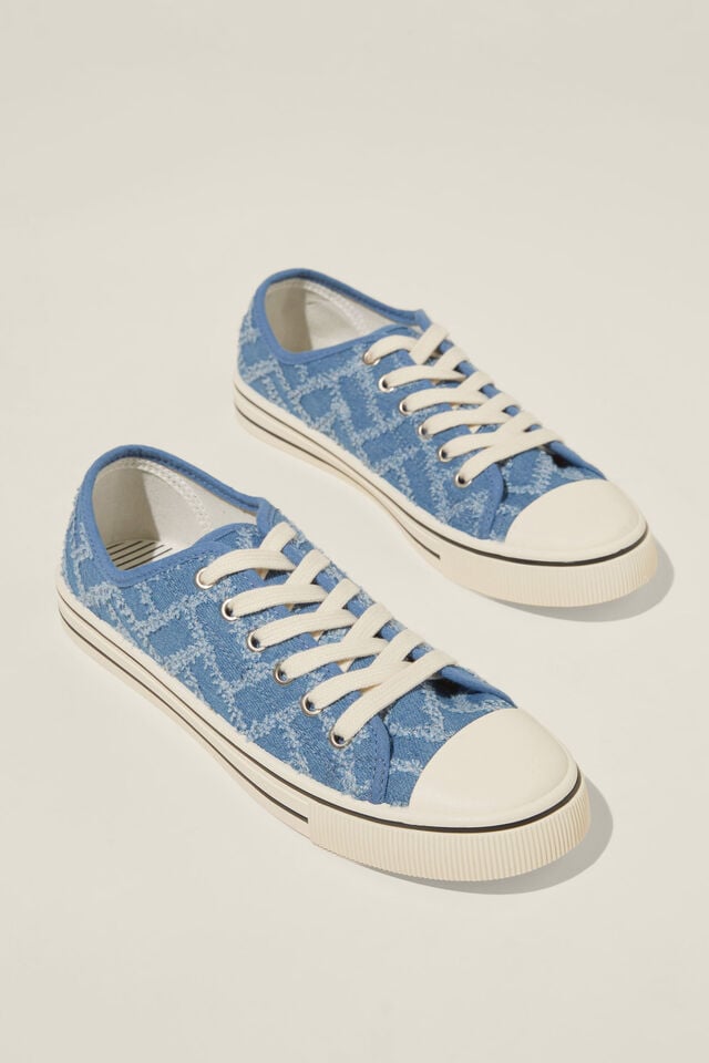 Harlow Lace Up Plimsoll, DENIM CHECK