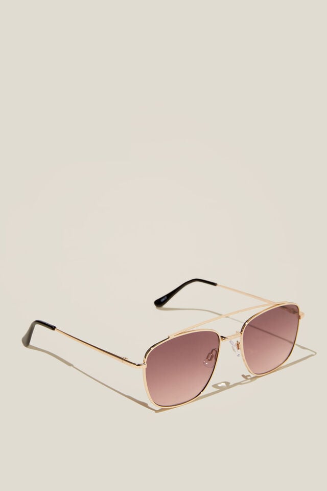 Elle Metal Aviator Sunglasses, GOLD/PURPLE GRADIENT