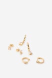 Premium Plated 3Pk Small Earring, GOLD DIA DROP CLUSTER - example image 1