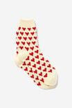 Brushed Cosy Sock, PEARL/RED HEARTS - alternate image 1