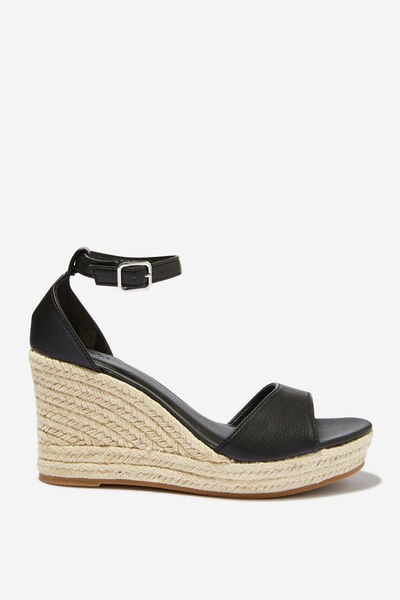 Luna Single Vamp Espadrille Heel, BLACK PEBBLED