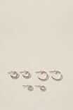 3Pk Mid Earring, STERLING SILVER PLATED CLASSIC - alternate image 2