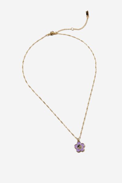 Premium Pendant Necklace Gold Plated, GOLD PLATED PURPLE YIN & YANG