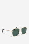 Elle Metal Aviator Sunglasses, GOLD/DARK GREEN - alternate image 3