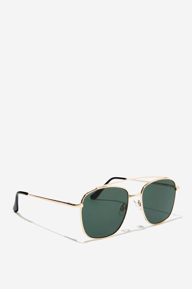 Elle Metal Aviator Sunglasses, GOLD/DARK GREEN