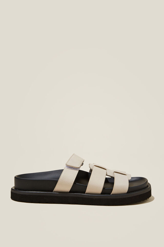 Elidy Multi Strap Slide, STONE PEBBLED