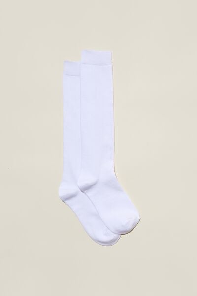 Classic Knee High Socks, WHITE