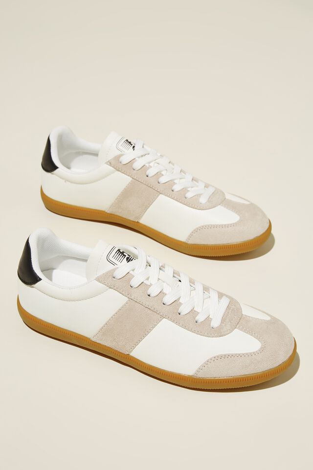Bella Sleek Retro Sneaker, WHITE/BEIGE