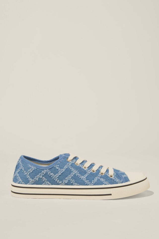 Harlow Lace Up Plimsoll, DENIM CHECK