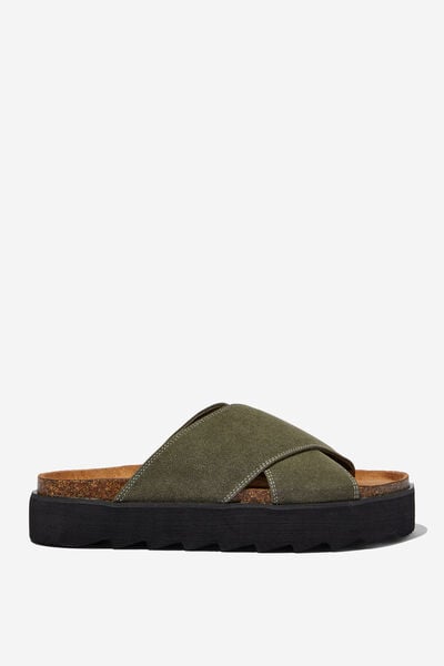 Rex Flatform Crossover Slide, KHAKI ROUGH MICRO