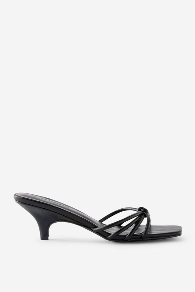 Penny Strappy Kitten Heel, BLACK PU