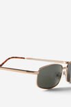 Asha Metal Slim Wrap Around Sunglasses, MATTE GOLD/GREEN - example image 2