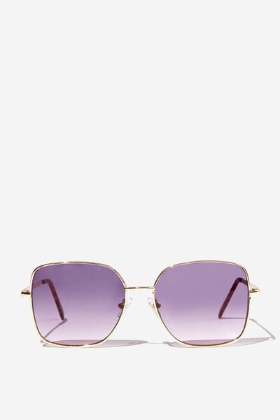 Vicky Oversized Metal Sunglasses, BERRY/GOLD