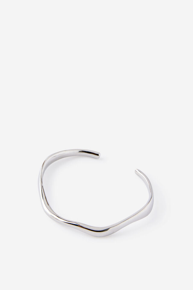 Waterproof Single Bangle, SILVER WAVY CUFF