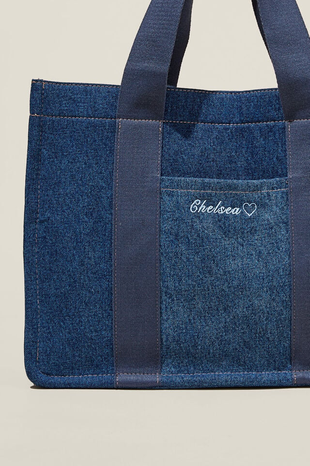 The Personalised Stand By Tote, DENIM/NAVY