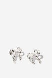 Small Charm Earring, UP SILVER CRINKLED BOW - alternate image 1