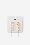 Charm Hoop Earring, GOLD PEARL CHAIN DROP - example image 2