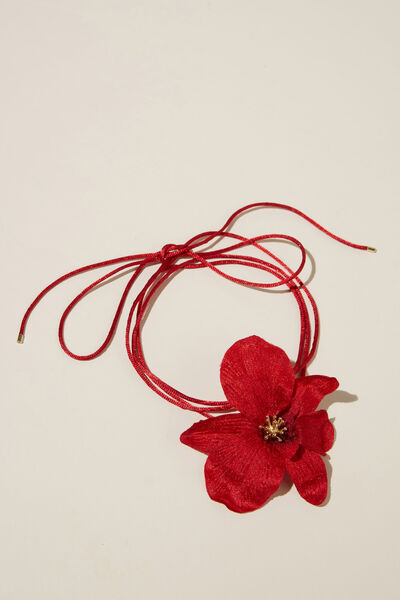 Choker Necklace, RED WRAP ORCHID FLOWER