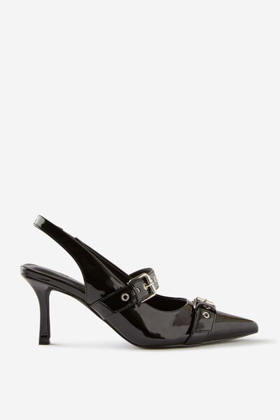 Amber Statement Pointed Slingback, BLACK BUCKLE