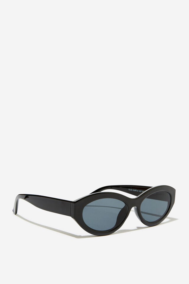 Eliza Subtle Cat Eye Sunglasses, BLACK