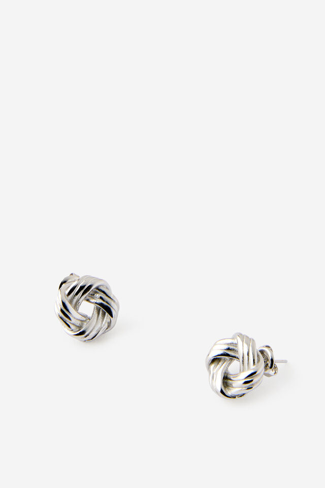 Waterproof Small Charm Earring, SILVER KNOT
