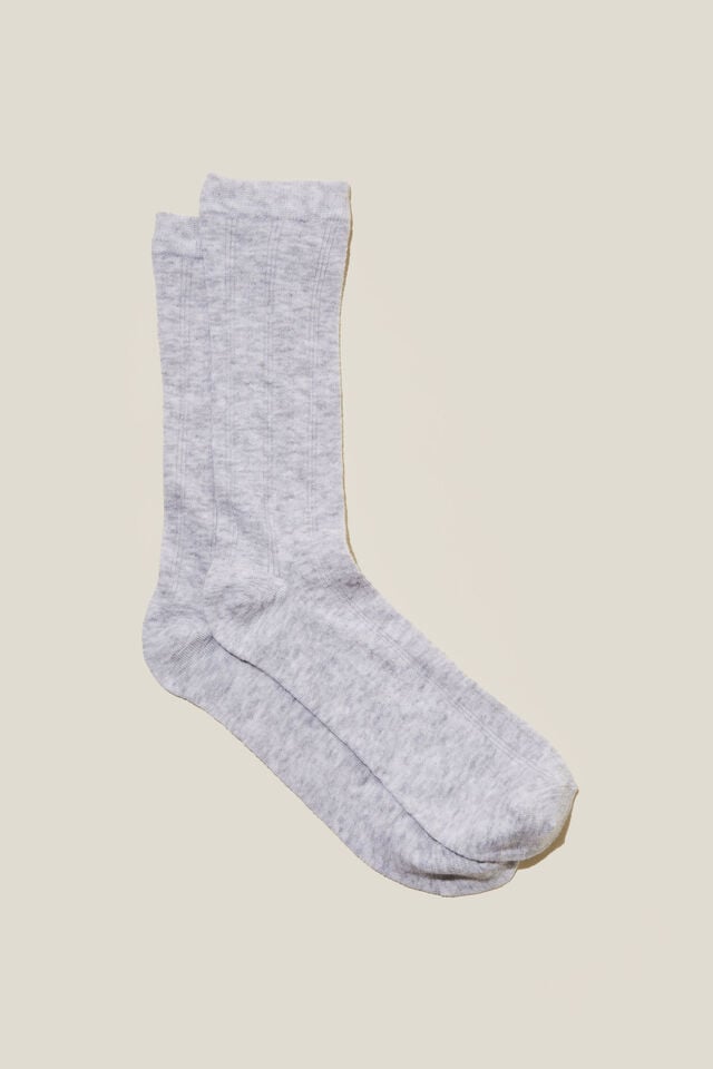 Pretty Pointelle Socks, GREY MARLE