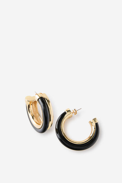 Large Hoop Earring, UP GOLD BLACK DOUBLE