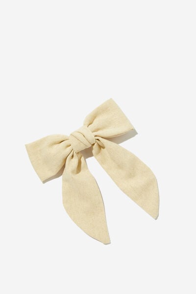 Heidi Hair Bow, ECRU LINEN