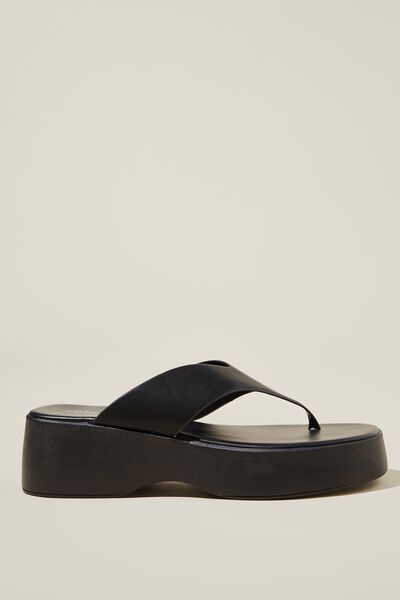 Mae Flip Flop Flatform Sandal, BLACK PU