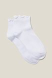 Frill Ribbed Ankle Sock, WHITE - alternate image 1