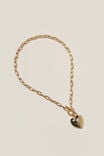 Mid Chain Necklace, GOLD CHUNKY CHAIN HEART PENDANT - alternate image 1