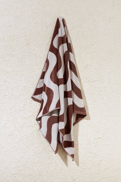 Cotton Beach Towel, WILLOW WAVES BROWNIE