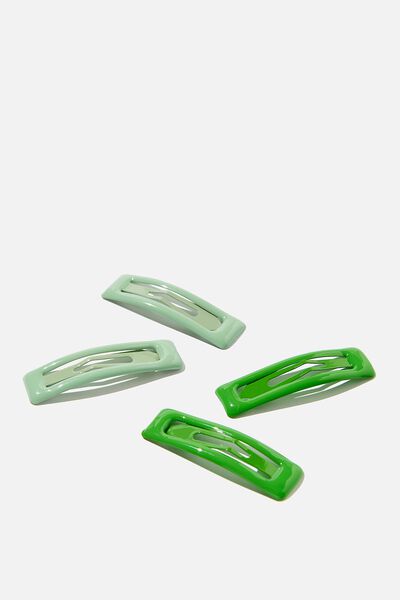 Ryleigh Rectangle Hair Snaps, BRIGHT GREEN