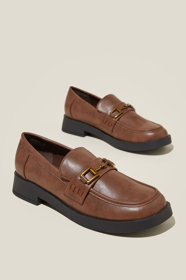 Clarissa Loafer, BROWN DISTRESSED VEGAN LEATHER